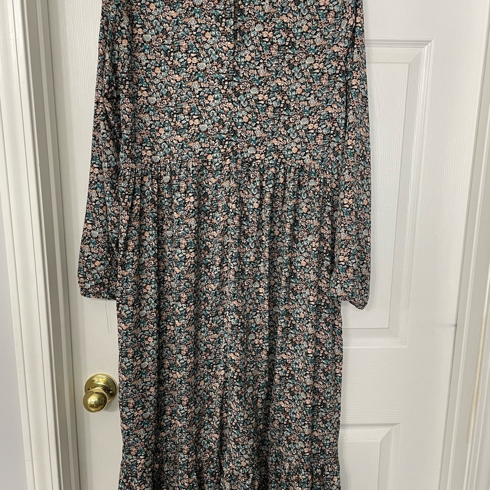 Brave Soul Floral Long Sleeve Dress - Black and Pink and Teal This is a maxi - Picture 4 of 4